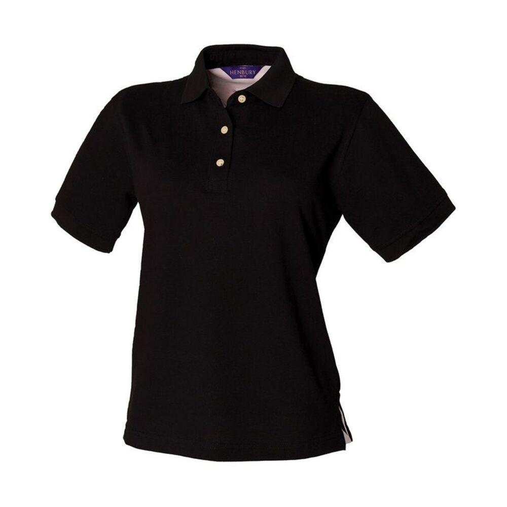 Henbury Womens/Ladies Classic Cotton Pique Polo Shirt / Black